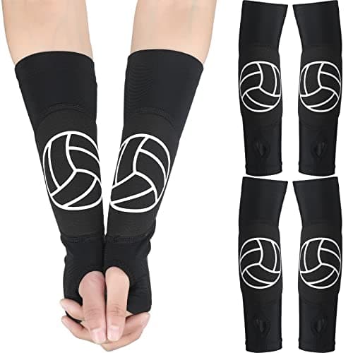 Minatee Volleyball Arm Sleeves Passing Hitting Forearm Sleeves with Protection Pads and Thumb Hole for Youth Girls Kids Women(2 Pairs,12 Inch)