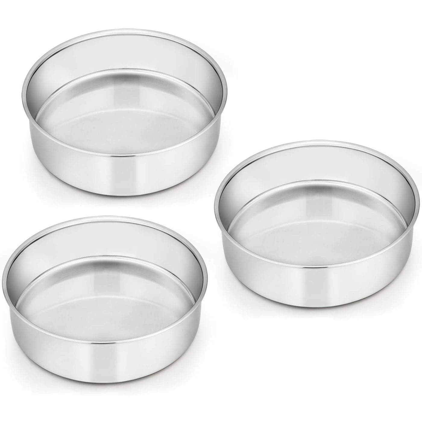 Efar 6 Inch Cake Pan Set of 3 Stainless Steel Round Smash Cake Baking Pans Tins NonToxic Healthy Mirror Finish Dishwasher Safe