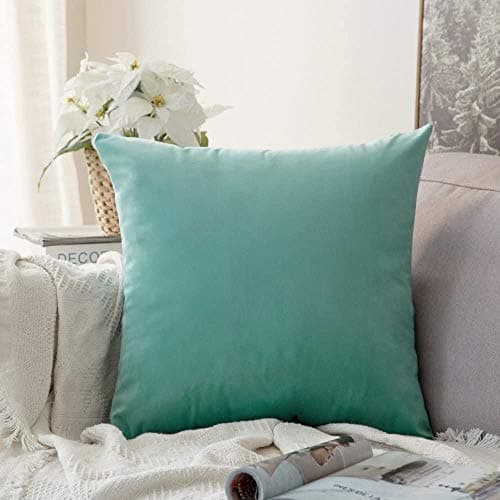 Khooti Velvet Cushion Cover, 10x10 | Teal Green | Pack of 1 | Solid Plain Soft & Smooth, Decorative Cushion Covers for Living Room, Bedroom, Couches, Chairs, Sofas, Beds & Home Decor