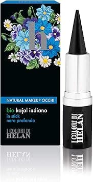 Helan I Colori Bio Indian Kajal Eyeliner for Intense Make Up Black Eyeliner Pencil Valid as Eye Liner and Eyeshadow to Blend Soft Blushable Long Lasting Black Kajal Eye Stick Made in Italy