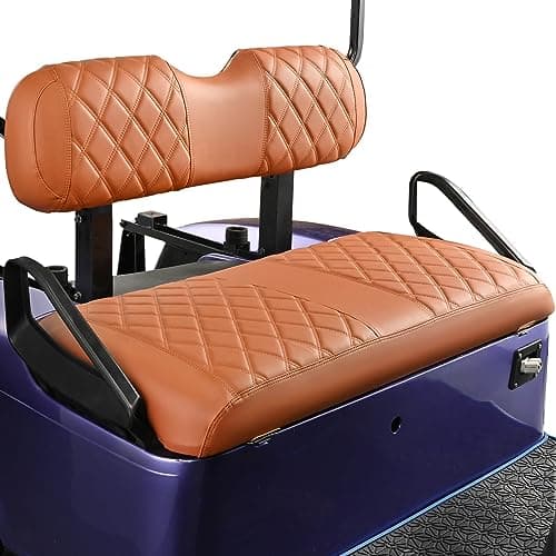 NOKINS Golf Cart Diamond Seat Covers Kit, Fit for EZGO TXT 1994-2013/EZGO RXV OEM Standard Front Seat Cushion, Golf Cart Vinyl Seat Cover, No Nails Required (All Brown)