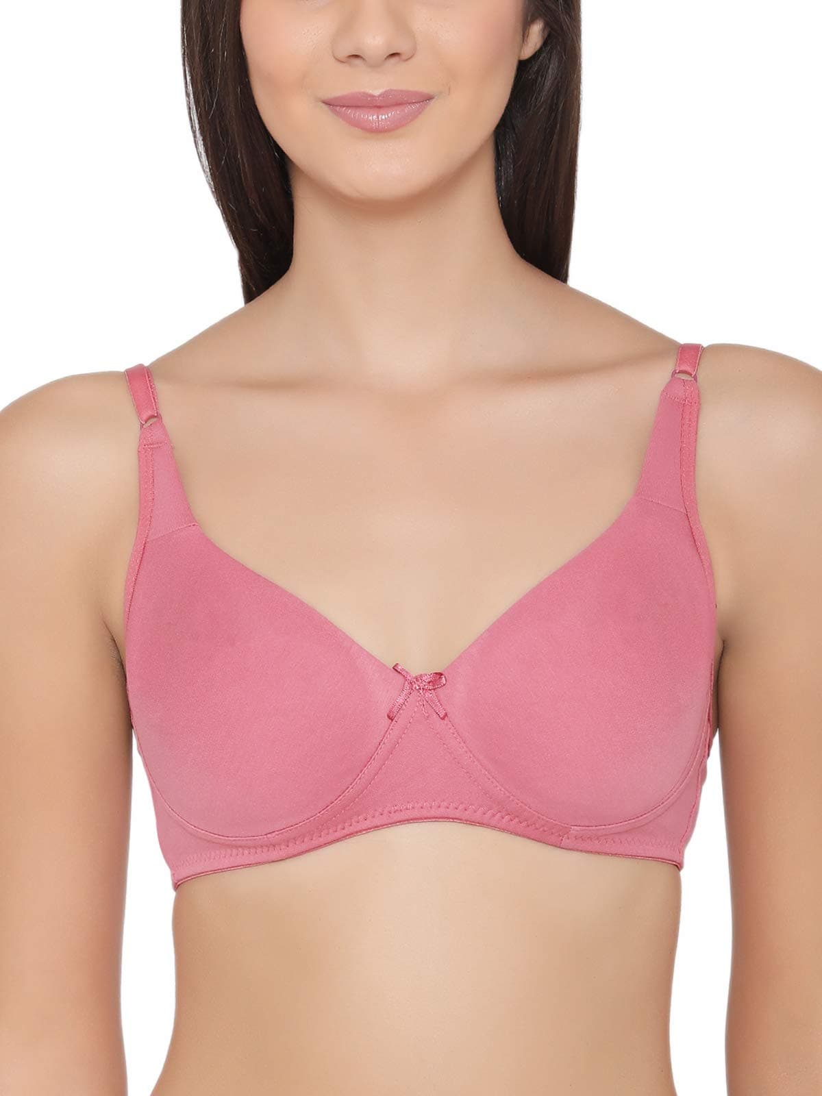 Clovia Women's Cotton Rich Non-Padded Non-Wired Bra with Double Layered Cups (BR0636A22_Pink_34B)
