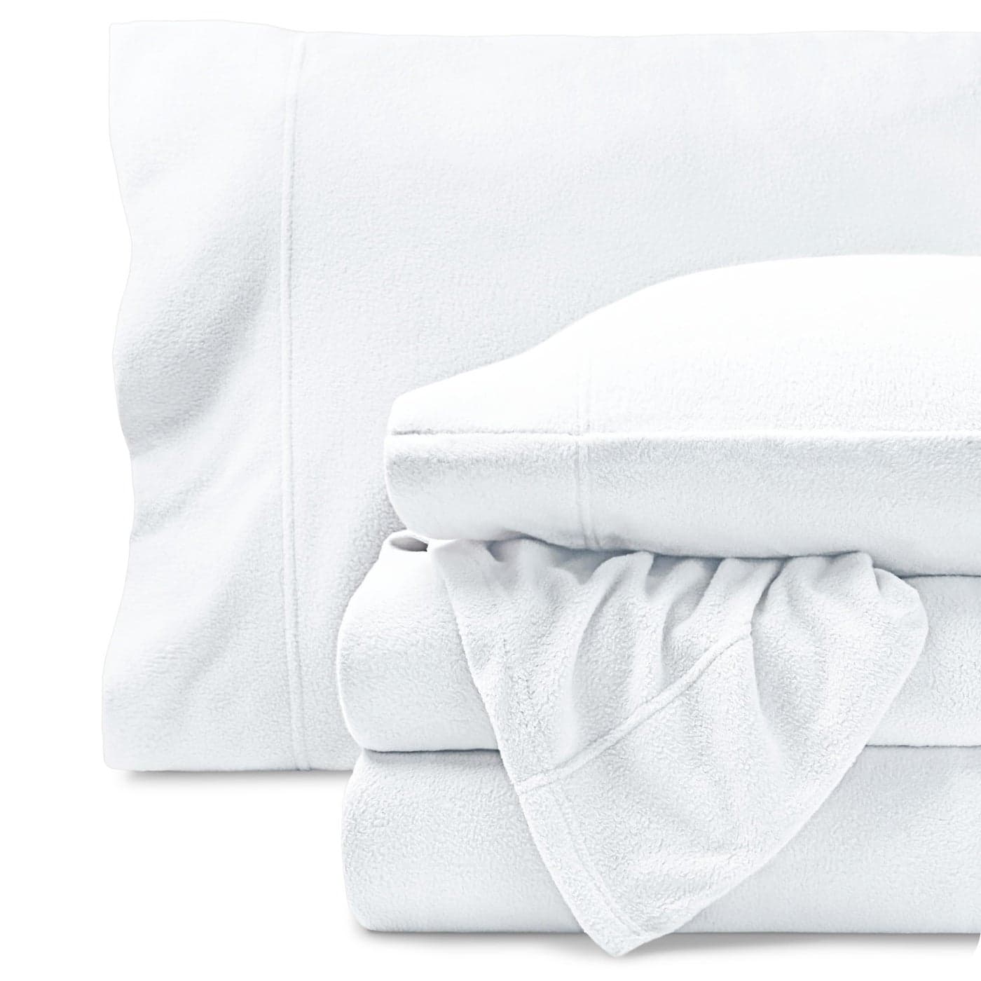 Bare Home Super Soft Fleece Sheet Set Twin Extra Long Size Extra Plush Polar Fleece NoPilling Bed Sheets All Season Cozy Warmth Twin XL White