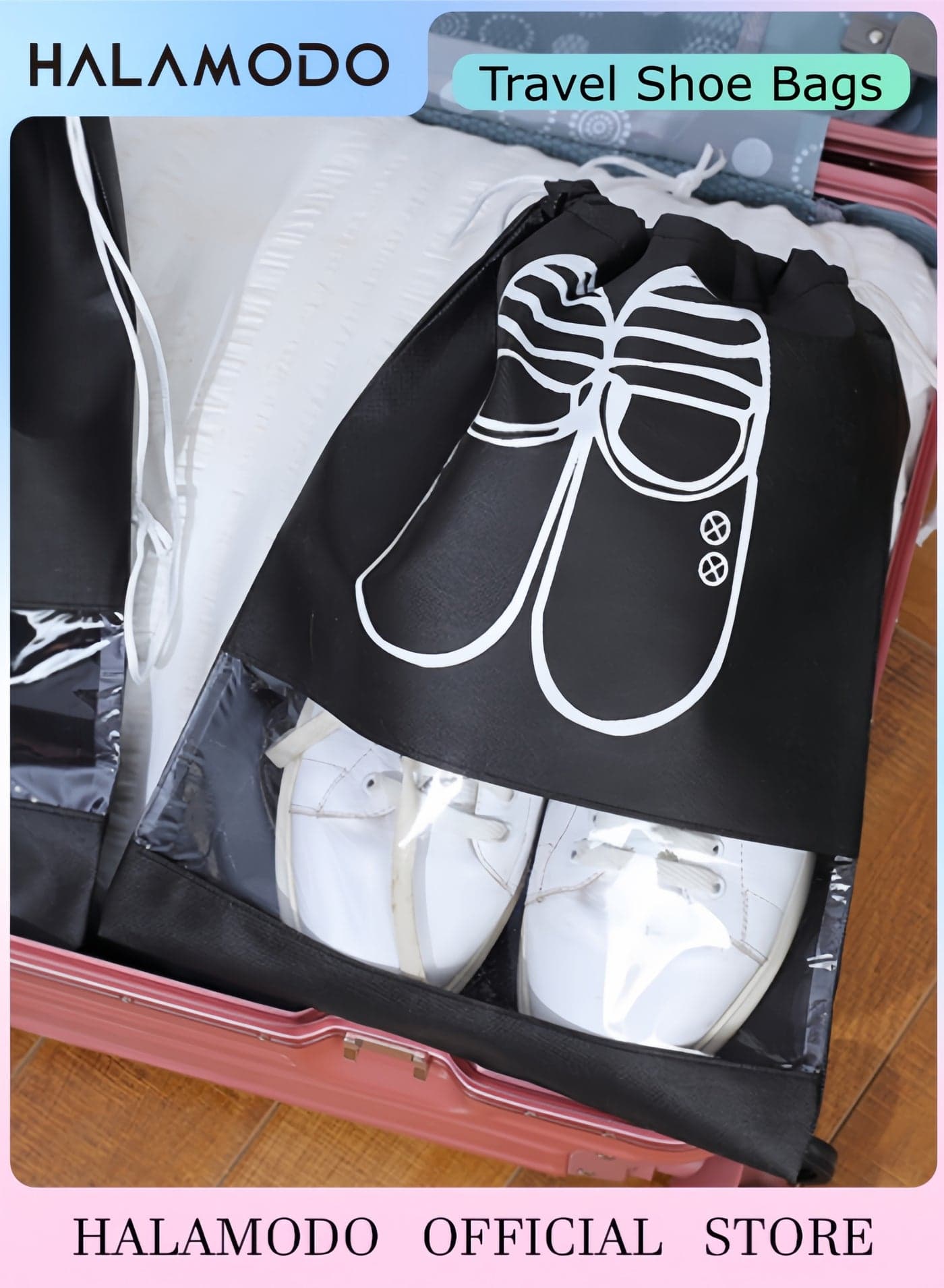 Portable Travel Shoe Bags Shoe Organizer Space Saving Storage Bags Dustproof Drawstring Shoes Pouch Packing Organizers for All Shoes