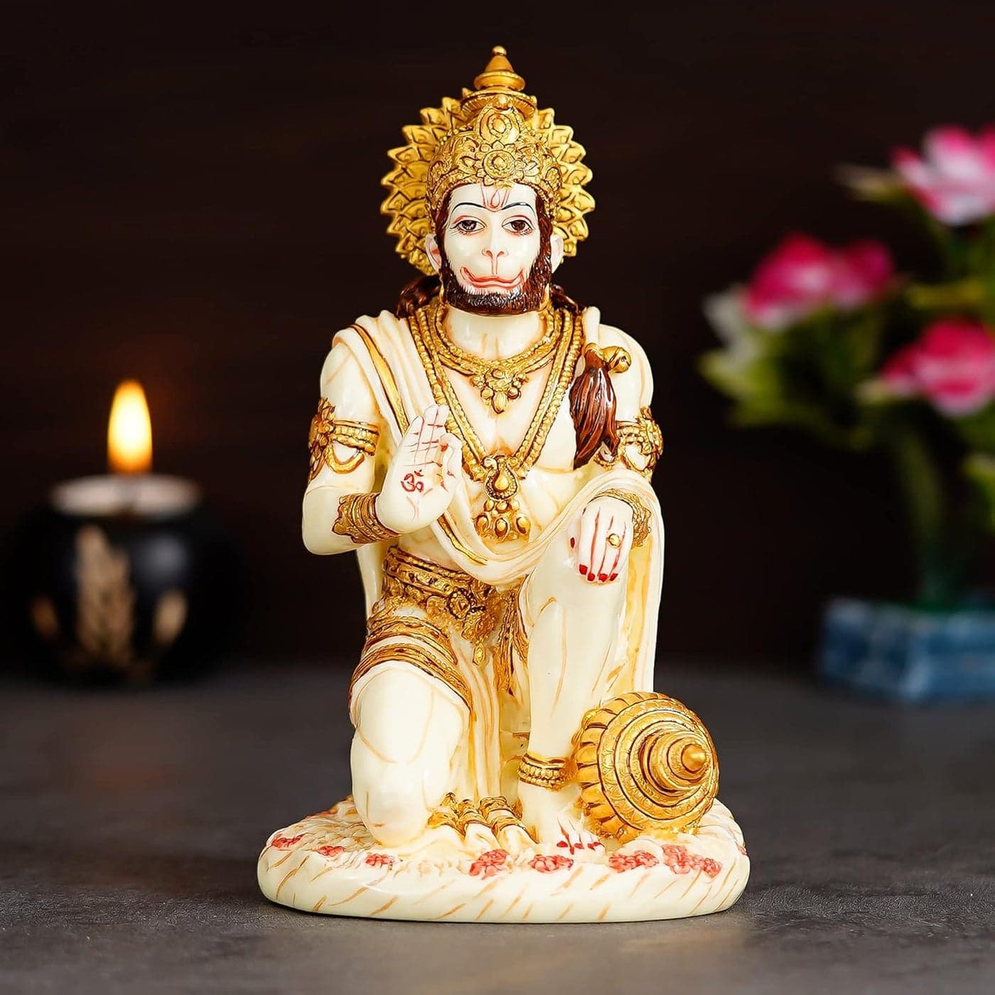 Lord Hanuman Ji Statue idols for Home Decor Hanuman Statue made by Marble Dust Hanumana Hanuman Idol Ram darbar Hanuman Panchmukhi Hanuman Temple Hotel Pooja Bajrangbali Murti Best for Gift Antique