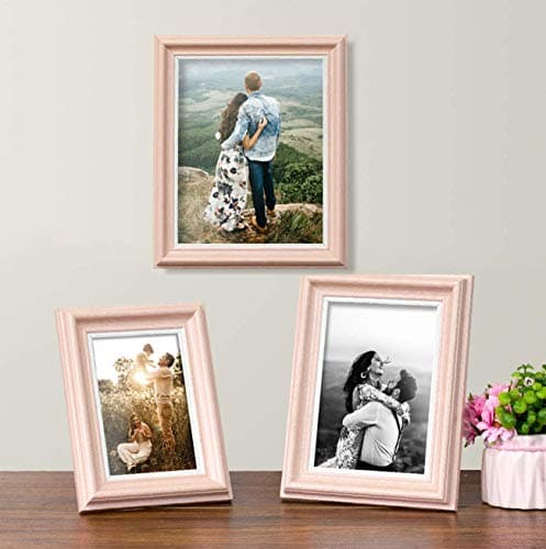 Art Street - Rose Pink Table Photo Frame For Home Décor, Office Desk, Tabletop, Bedroom & Living Room (Rose Pink Set 3) (4x6, 5x7, 6x8)