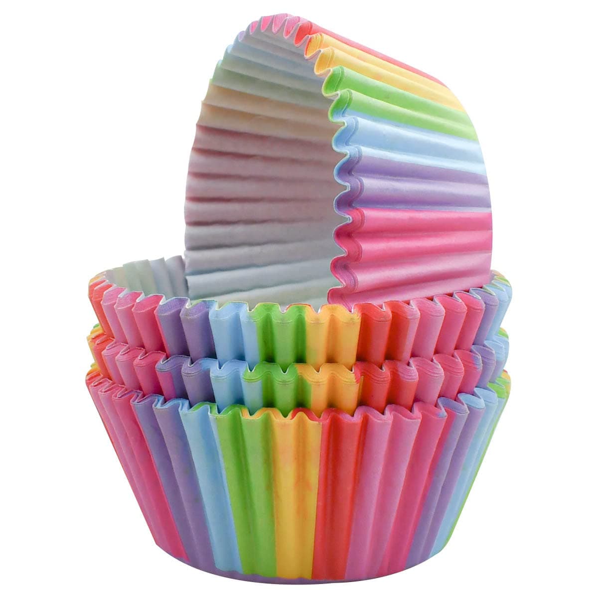 100 Pack Rainbow Cupcake Liners Standard Size Greaseproof Paper Muffin Liners for Birthday Party Wedding Cake Colorful Cupcake Wrappers