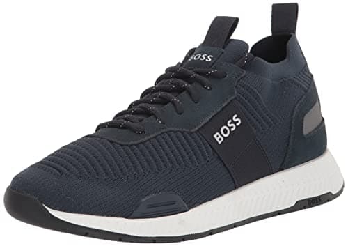 BOSS Men's Mesh Mix Running Sneakers, Sky Captain Navy, 10