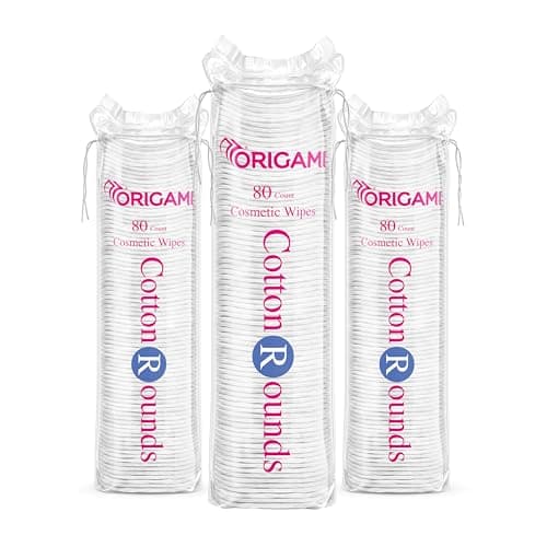 ORIGAMI Cotton Pads – 80 Rounds (Pack of 3) ; Made of 100% Pure Ultra Soft Cotton, for Make up and Toner application