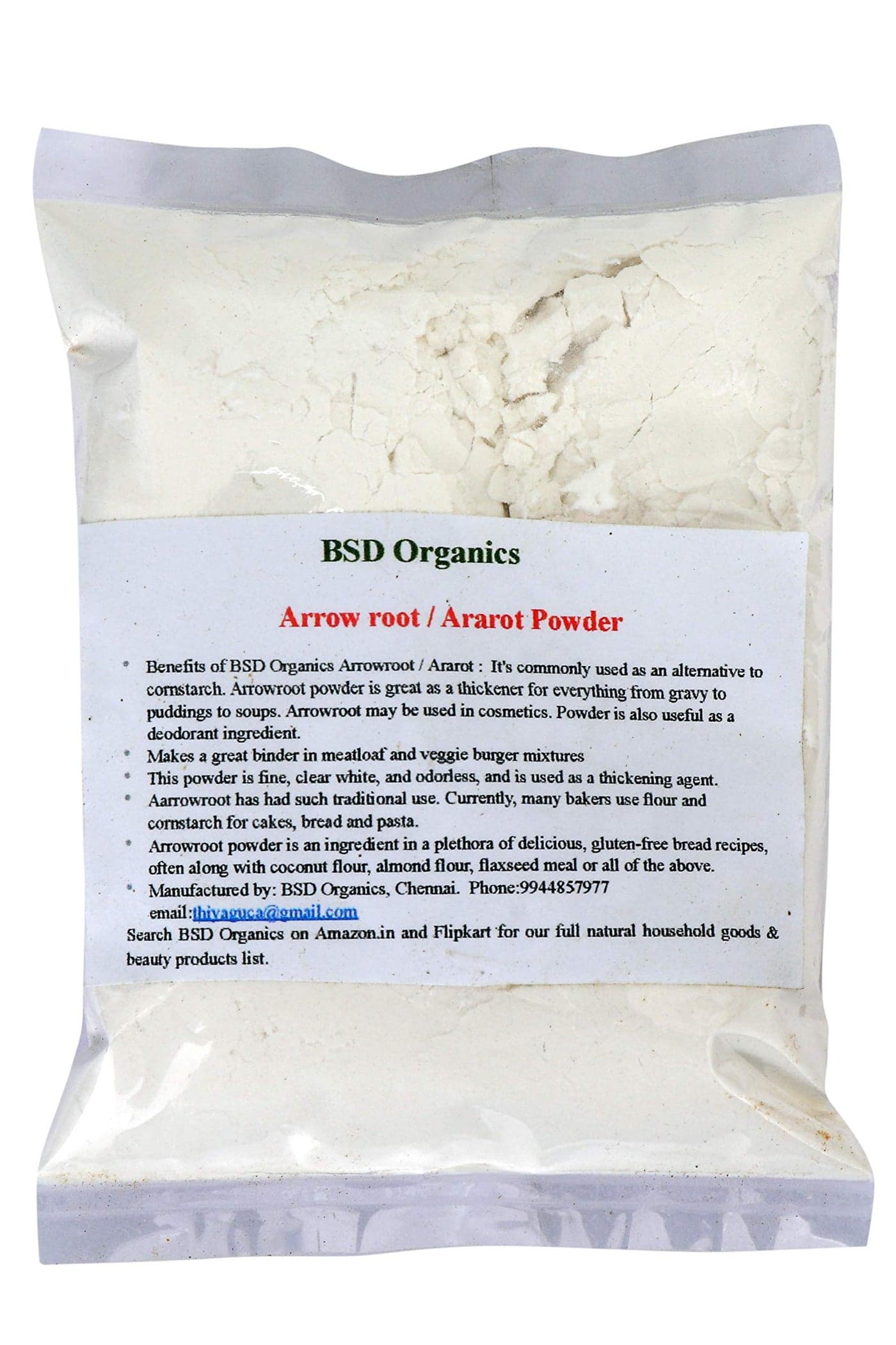 BSD Organics Powder Arrow root/Ararot Powder for Gravy, Puddings, Soups, Bread and More - 50 grams