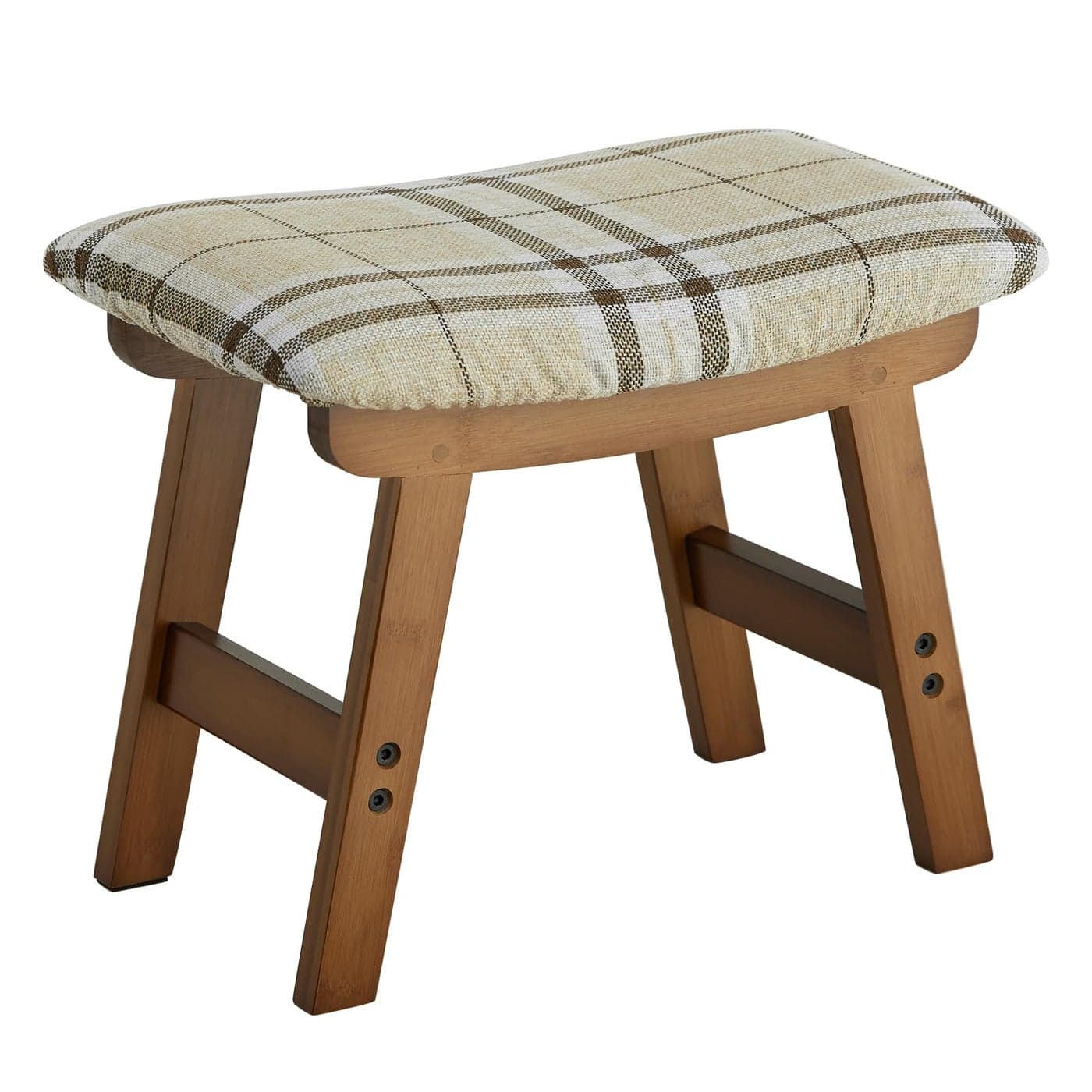 Foot Stool Ottoman Foot Rest Under DeskSmall Stool for Living Room Bedroom and Kitchen Brown Legs Stripes Stool Surface