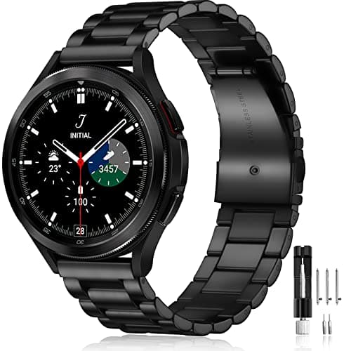 Lerobo Compatible with Samsung Galaxy Watch 8 7 6 5 4 Band 44mm 40mm/Galaxy Watch 6 4 Classic Band 43mm 47mm 46mm 42mm/Active 2 40mm 44mm, 20mm Stainless Steel Metal Replacement Men Women