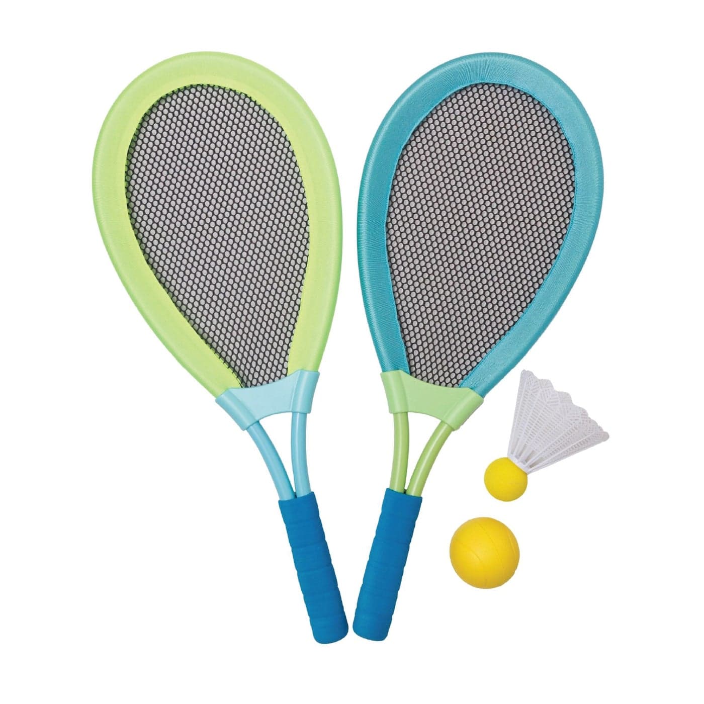 alldoro XL Racket Set | Oversized 62x26cm Rackets | Shuttlecock & Soft Ball Included | Weatherproof | Outdoor Badminton Toy for Kids Age 5+