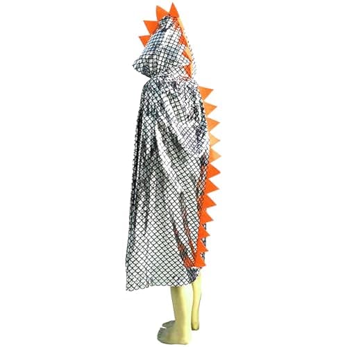 QIAONIUNIU Dinosaur Cape Dragon Hooded Cloak Halloween Costume Boy Girl Toddler Dress Up Clothes 38 Years Old Color Silver