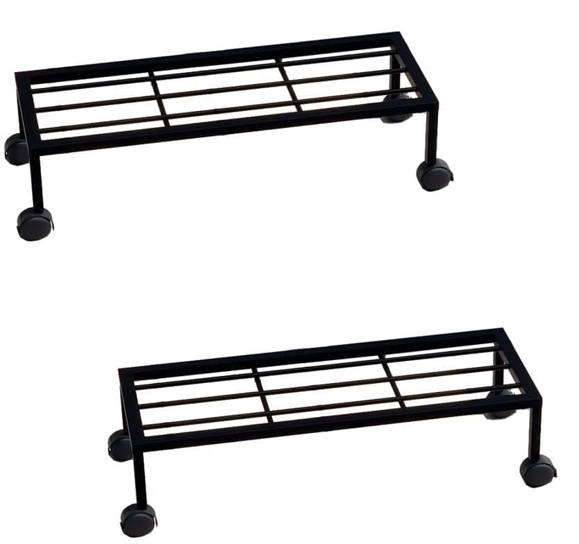 IRON LANDS Metal Elegance Pot Stand with Wheels for Indoor Outdoor 65 CM Strong Plant Flower Gamla Rack for Garden Balcony Home Living Room Decor (Elegant Pot stand With Wheels - Pack of 2)