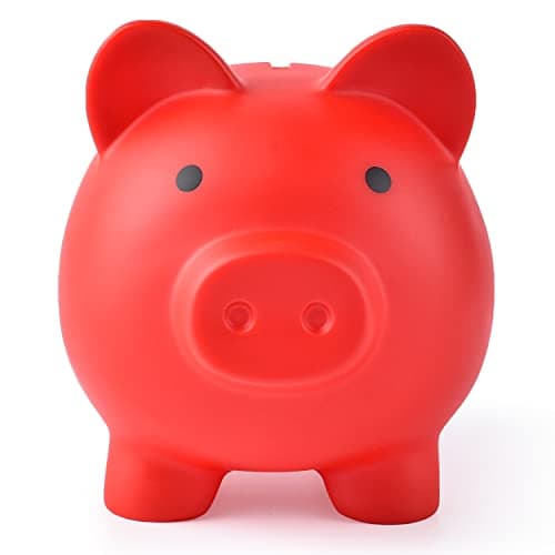 PJDRLLC Large Piggy Bank Unbreakable Plastic Money Bank Coin Bank for Girls and Boys Large Size Piggy Banks Practical Gifts for Birthday Easter Christmas Red