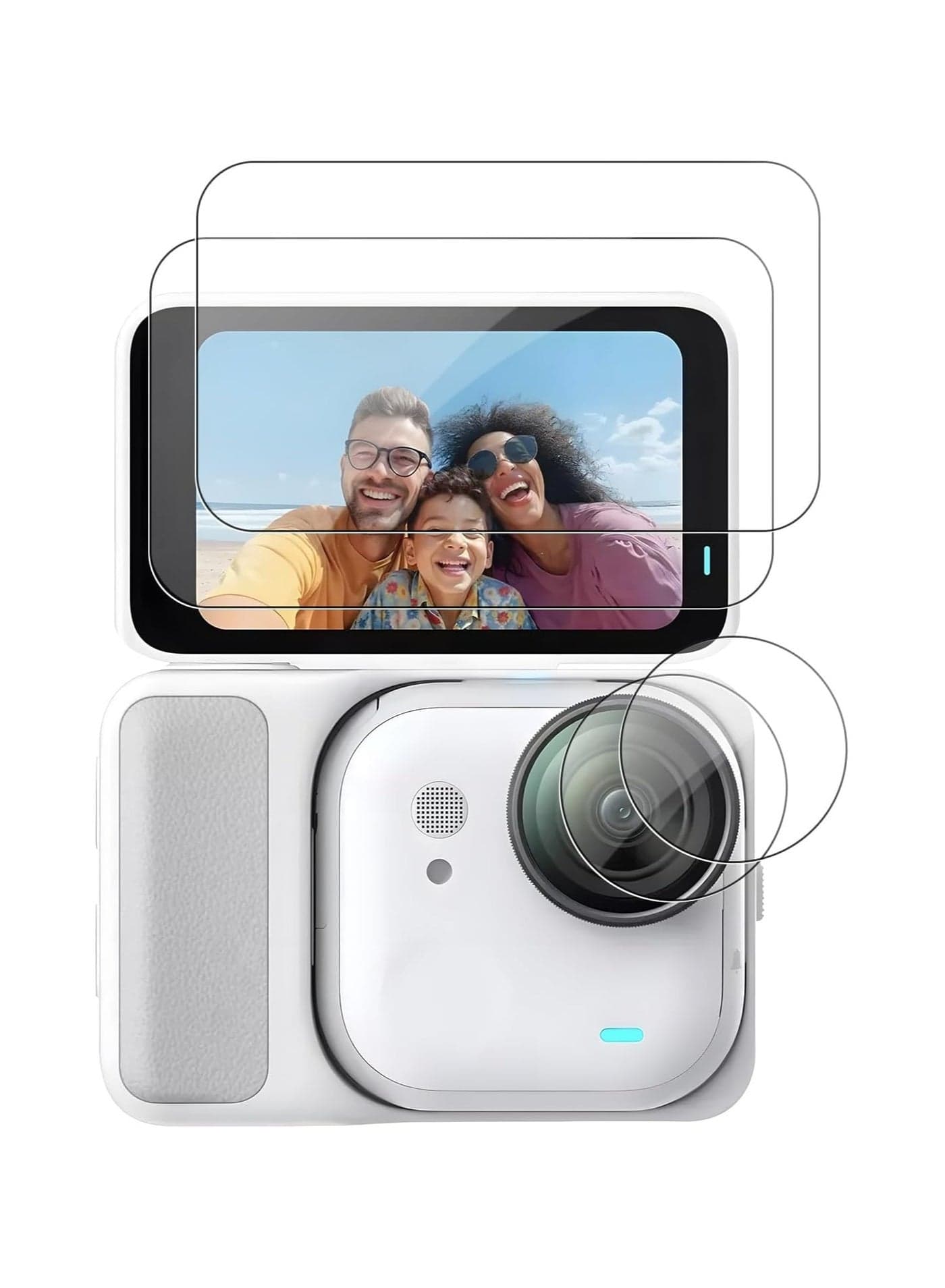 2-Pack Display Tempered Glass Film and 2-Pack Lens Protection Film for Insta360 Go Ultra, 9H Hardness, Scratch Resistant HD Sharpness, No Bubbles, Fingerprint ResistantFor Go Ultra Cameras