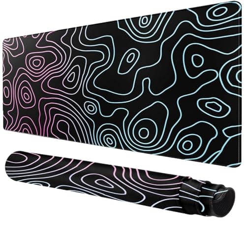 Rcege Large Mouse Pad for Desk - Gaming Mouse Pad with Stitched Edges, Anti-Slip Base for Keyboard and Mouse(Dazzle Black,23.6L x 11.8W inches)