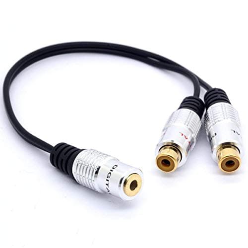 GLHONG Gold Plated 3.5mm to RCA Audio Splitter Cable, 8 Inch/20 cm, Compatible with Smartphone, Tablet, MP3 Player, Gaming Console, A/V Receiver, DVD HDTV