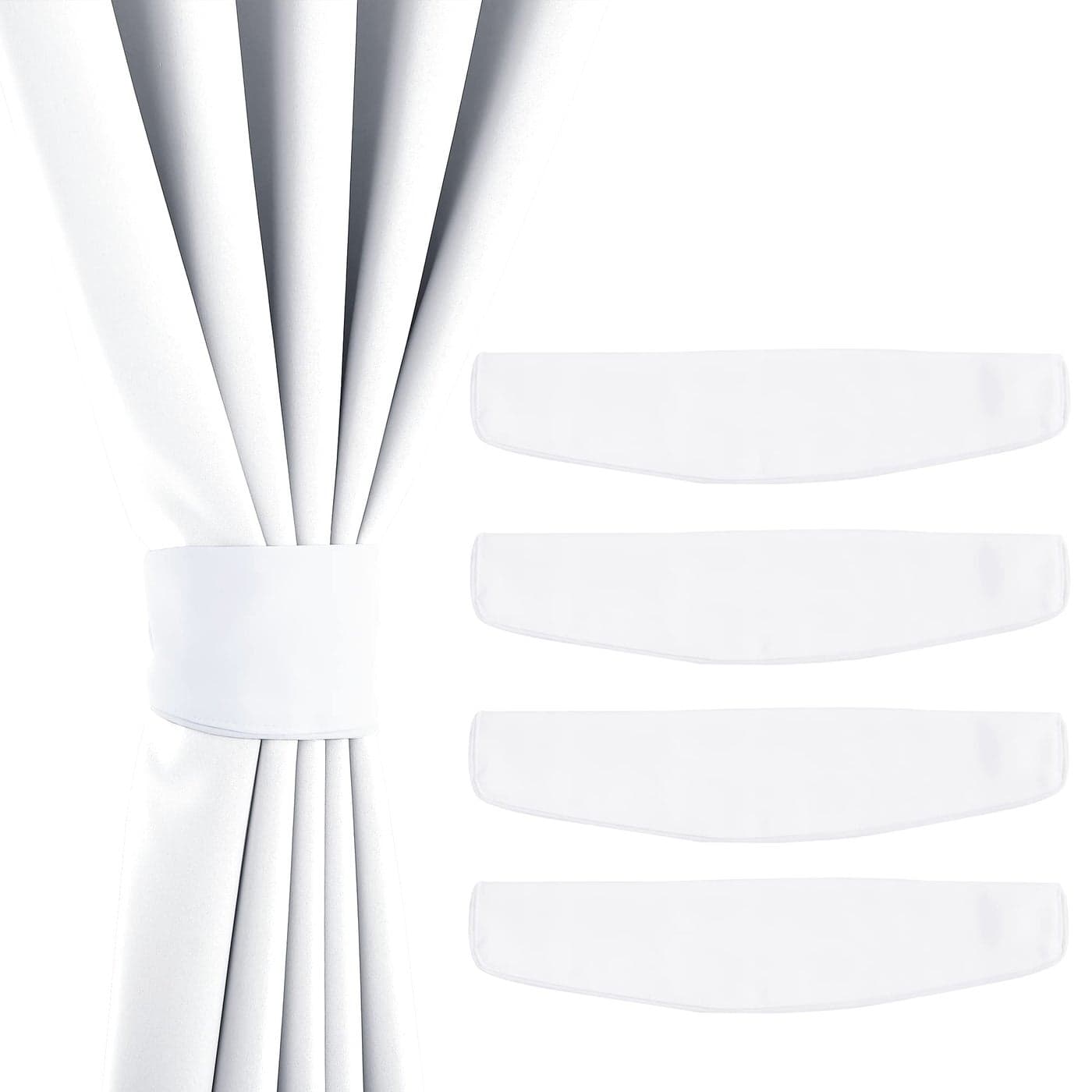 NICETOWN Strong Magnetic Curtain Tiebacks Modern Simple Style Curtain Ties Backs Holdbacks Holders for IndoorOutdoor Curtains White 185 X 4 Inches Set of 4
