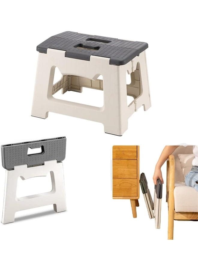 Portable Folding Stool, Foldable Step Stool, Fishing Stool, Plastic Stool with Handle for Kitchen, Bathroom Outdoor 32x25x22.5cm