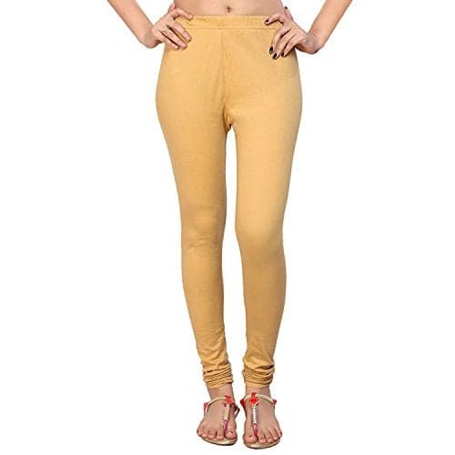 TRASA Women Mid Rise Slim Fit Ultra Soft Cotton Churidar Leggings - Beige, Size :- XX-Large