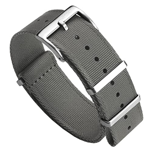 WatchGecko Swiss Quality Signature Military Nylon Watch Strap Nylon Mens Replacement Watch Band Rugged QuickDrying and Secure Wristwatch Strap for Outdoor Activities Grey 20 mm