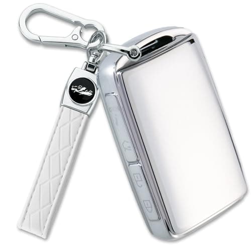 Joouheax Maz-da Key Fob Cover with Key Chain, Soft TPU Full Protection Car Case Compatible with Maz-da 3/6 CX-5 CX-9 CX-50 CX-60 CX-70 2019-2025, Cover for WAZSKE11D0, Silver