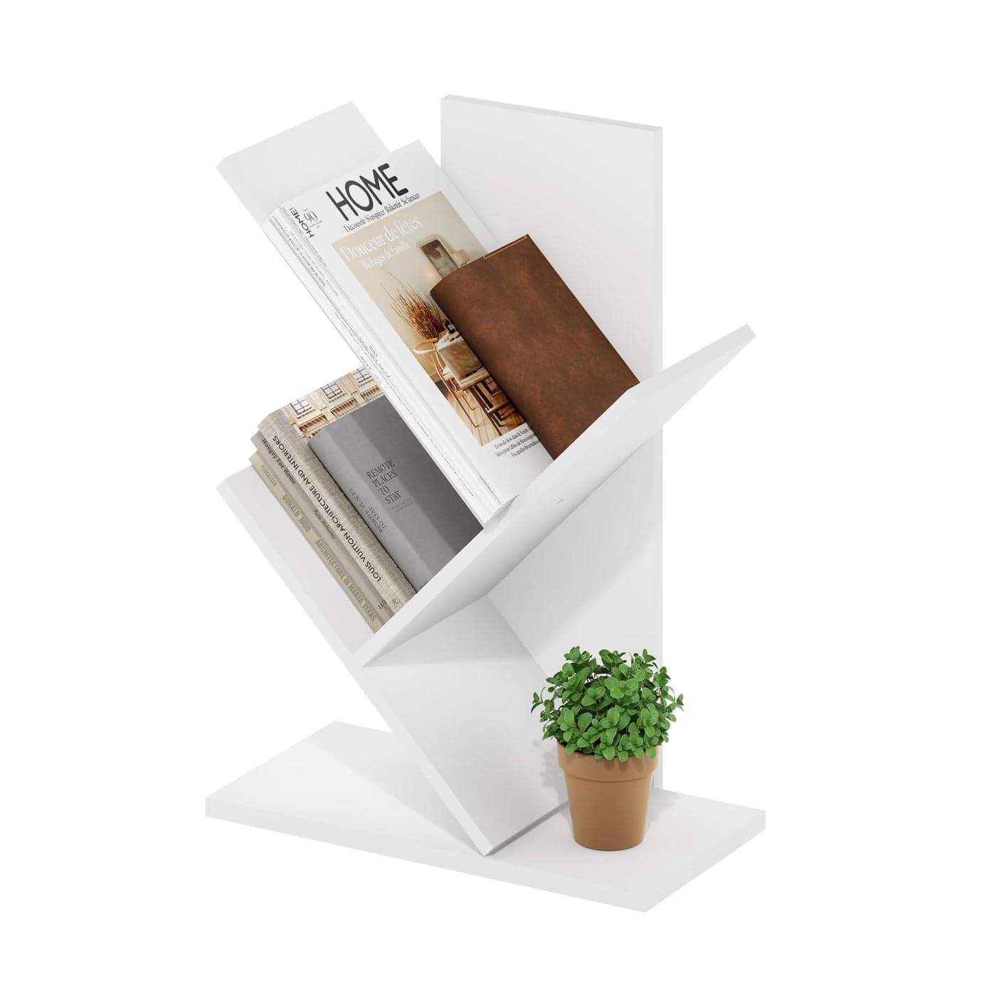 Furinno Tree Book Shelf 3Tier Bookshelf Tree Bookcase for Room Decor 84 x 157 x 213 for Living Room Bedroom Home Office White