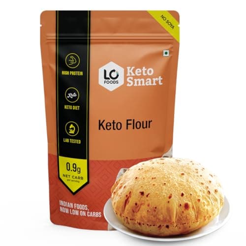 Lo! Foods - Keto Flour 1 Kg, No SOYA, 1g Net Carb Per Roti, Extremely Low Carb Atta, Lab Tested Food Products for Keto Smart Diet