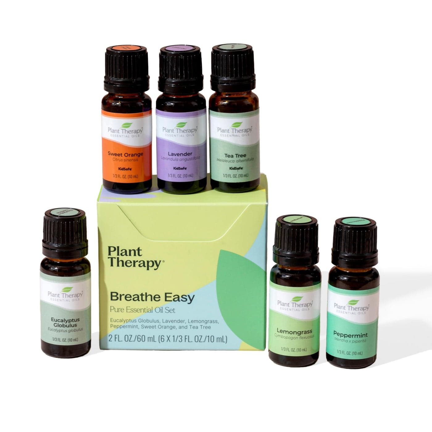 Plant Therapy Breathe Easy Essential Oil Set - Lavender, Eucalyptus, Peppermint, Lemongrass, Orange Sweet, Tea Tree, 100% Pure, Aromatherapy, Therapeutic Grade 10 mL (1/3 oz)