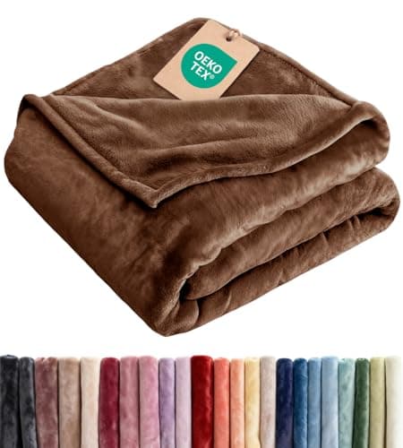 Ultra Soft Fleece Blanket Throw Size Flannel Fleece Luxury Throw Blanket Lightweight for Couch Bed Chair Thick Warm and Breathable All Season Cozy Fuzzy AntiStatic Microplush Bedding Brown