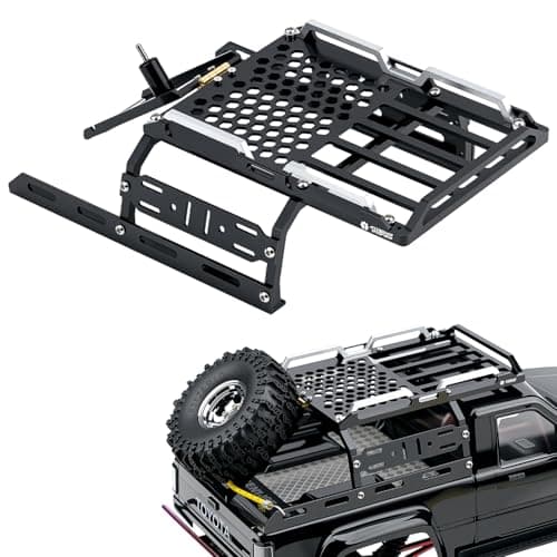 TCRC Aluminum Bed Rack Spare Tire Carrier AntiSkid Plate Board with Colored Reflective Luggage Rope Set for HPI Venture18 Upgrade