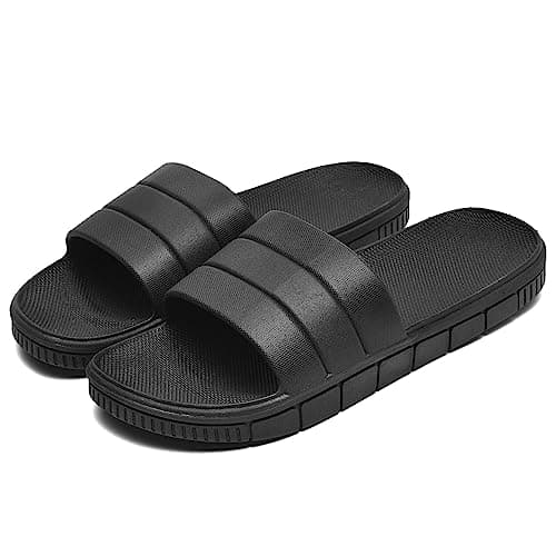clootess Shower Slide Shoes for Men and Women Home Sandal Bath Slipper Indoor House Pool College Dorm Non-Slip Black 40.41