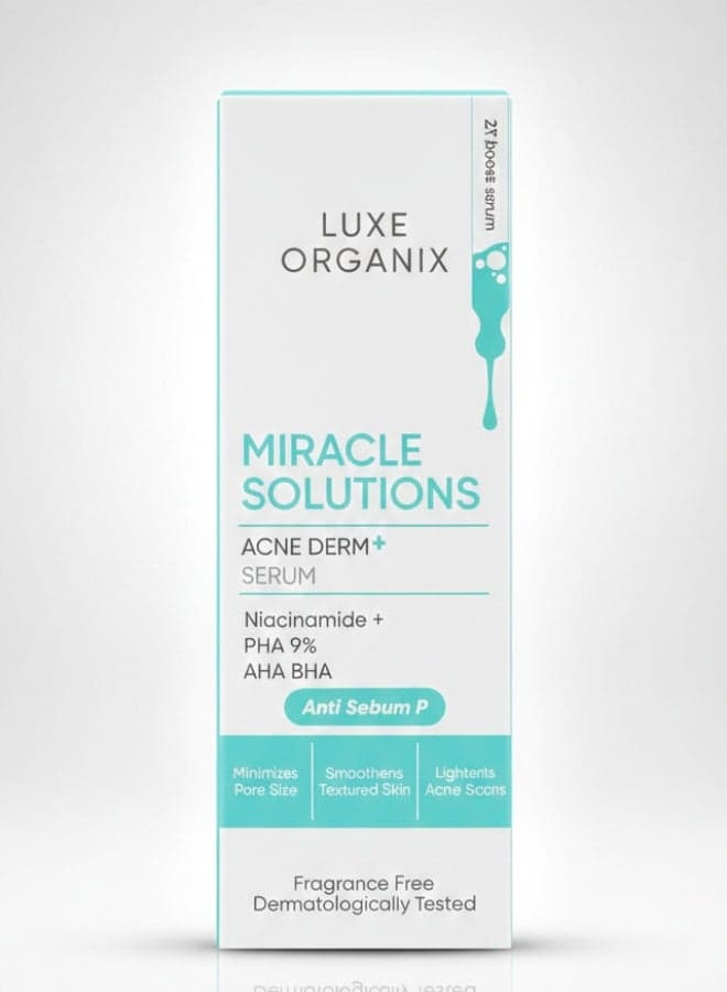 Miracle Solutions Acne Derm Plus Serum 30 ml Anti Acne Serum Oil Control Pore Minimizing Brightening Face Treatment For Clear Skin