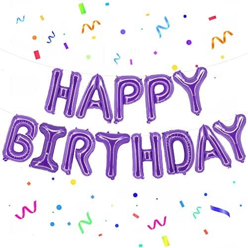 KatchOn Purple Happy Birthday Balloons 16 Inch Helium Supported Foil Happy Birthday Balloons for Purple Birthday Decorations Happy Bday Balloon Banner Unicorn Birthday Decorations