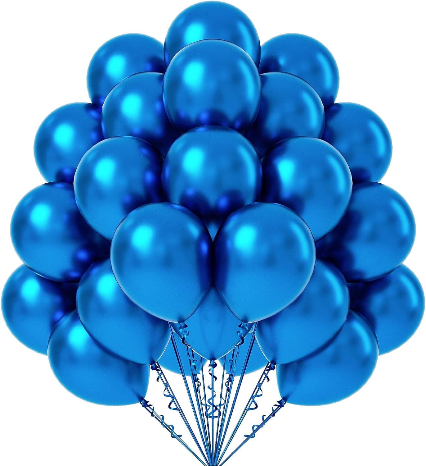 Flyloons 100 pcs Blue Chrome Balloons for Birthday decoration celebration Anniversary baby shower Girls Boys Men Women