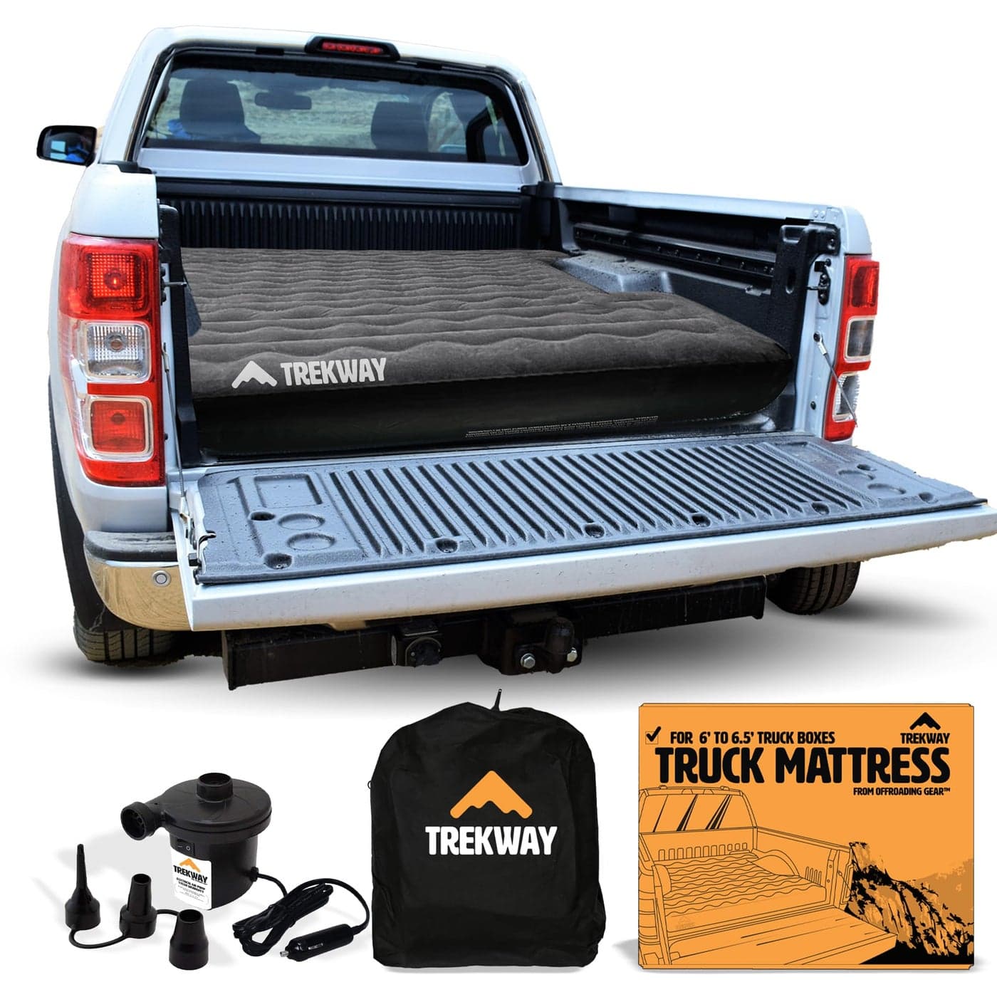 Offroading Gear Inflatable Truck Bed Air Mattress 6ft to 65ft Truck Box Trekway Converts to Full Double Size Bed Durable and Waterproof Compatible with F150 Ram Supercrew etc