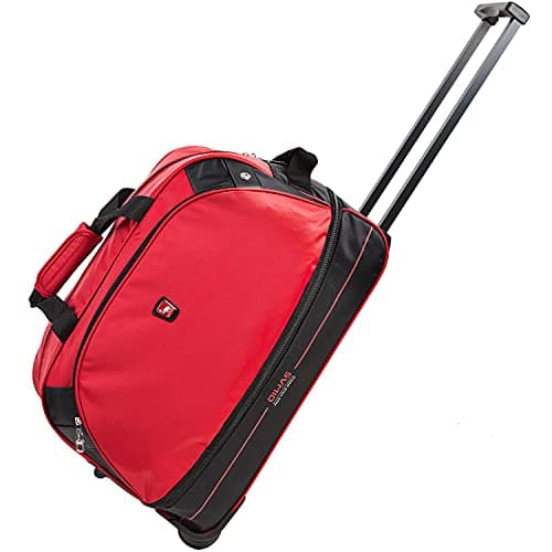 OIWAS 22 inch Rolling Duffle Bag with Wheels Small Duffel Bag with Wheels Travel Tote Weekend Overnight Carry On Luggage Expandable 50L to 60L Women Men Red