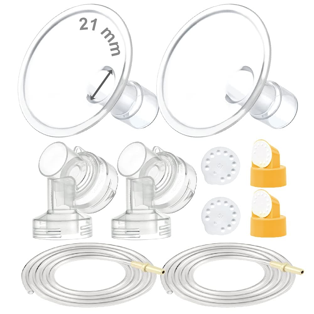 Maymom Breast Pump Kit Compatible with Medela Pump in Style Advanced Pump; 2xTwo-Piece 21mm Breastshield, 2 Valve, 4 Membrane, 2 Replacement Tubing; Replacement Part for Medela Shield, Medela Valve