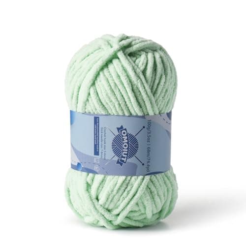 Chunky Chenille Yarn for Crocheting Baby Yarn for Crocheting Soft Blankets Bulky Yarns for Crochet Amigurumi 100g 743yds Fluffy Velvet Yarns for Hand Knitting Light Green