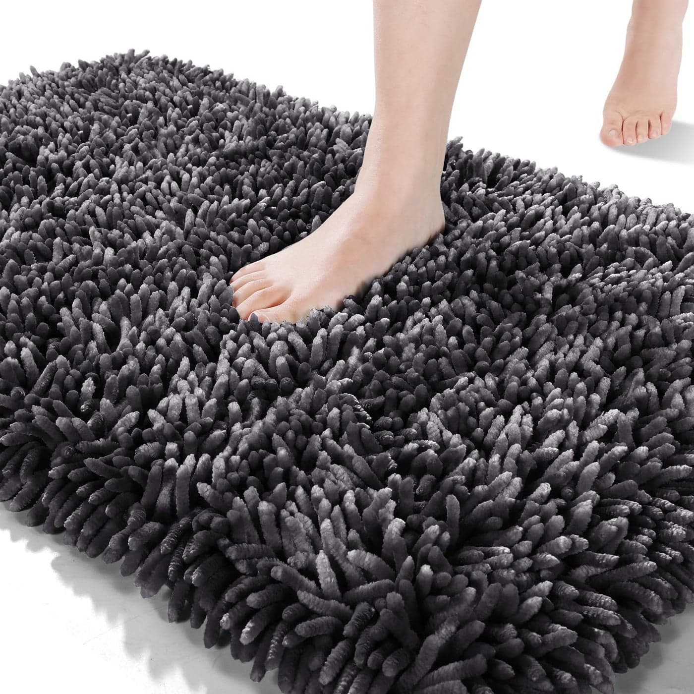 Yimobra Bath Mats for Bathroom 36 x 24 Soft Shaggy Large Size Water Absorbent Bath Rug NonSlip Machine Washable Quick Dry Shower Rug Microfiber Thick Mat for Bathroom FloorTub Dark Grey