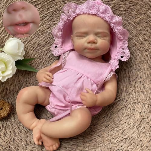 Gileutay 12 inch Silicone Baby Dolls Full Body Girl Realistic Reborn Dolls Lifelike Hand Painted Sleeping Newborn Babies for Toddlers