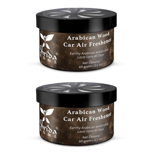 Shrida Naturals Citrus Blast & Arabican Wood, Twist-Activated Car Gel Air Freshener Pack of 2, 60g each, Long-Lasting Car Perfume & Odor Eliminator, Spill-Proof Gel Freshener for Dashboard & Vents,