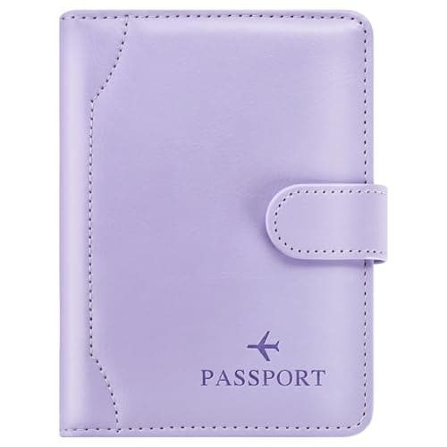 Herain Light Purple Passport Holder for Travel Cruise Essentials, Passport Wallet Cover Case Women Men Family, RFID Passports Book Holders Travel Gifts Accessories Vacation Must Haves