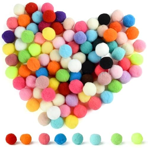 TUPARKA 100 Pcs Craft Pom Poms 1 Inch Felt Balls DIY Art Creative Crafts Projects and DecorationMulticolor