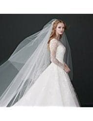 Kercisbeauty 3M 2T Soft Tulle Sheer Cathedral Wedding Lace Veil Double Layer Drop with Comb for Bride Bridal Hair Dress(Ivory)