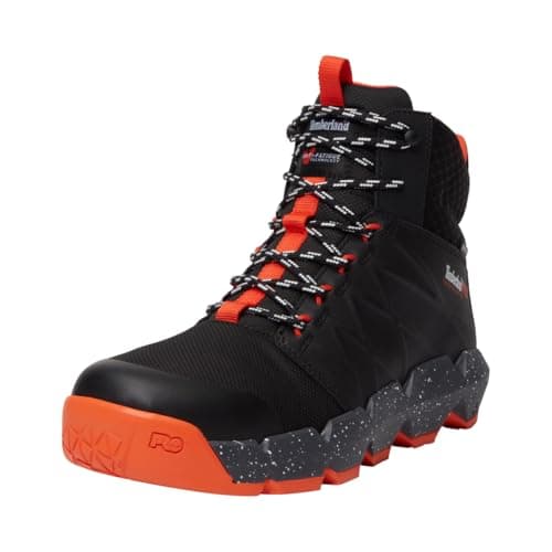 Timberland PRO Men's Morphix 6 Inch Composite Safety Toe Waterproof Industrial Casual Sneaker Boot, Black/Orange, 8M