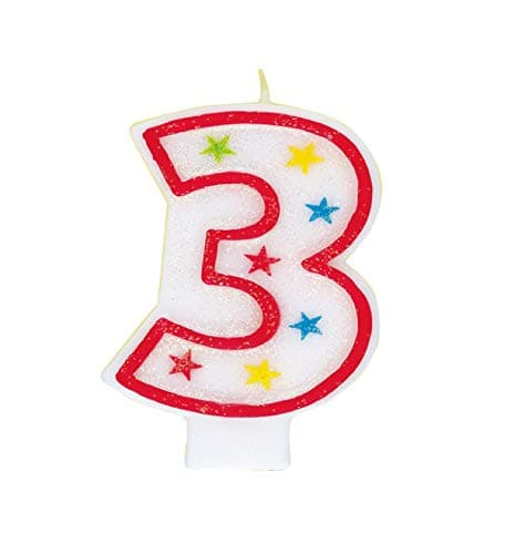Vibrant Multicolor Number "3" Glitter Wax Birthday Candle - 7.75" (1 Count) - Perfect for Unforgettable Parties