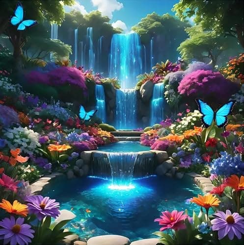 Landscape Scenery Diamond Art Kits for Adults Beginners 5D DIY Full Round Drill Diamond Painting Kits Waterfall Paint by Diamonds Dot Gem Art Crystal Flower EasyHome Wall Decor 137X137Inch